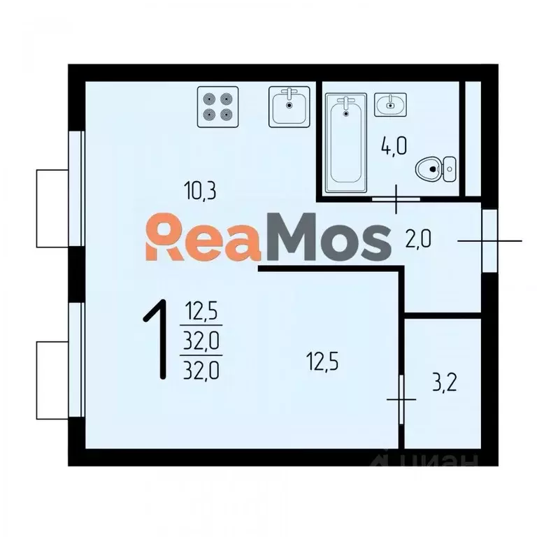 1-к кв. Москва Амурская ул., 2к2 (32.0 м) - Фото 1
