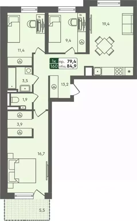 3-к кв. Курганская область, Курган Заозерный жилрайон, 6А мкр, 25/4 ... - Фото 0