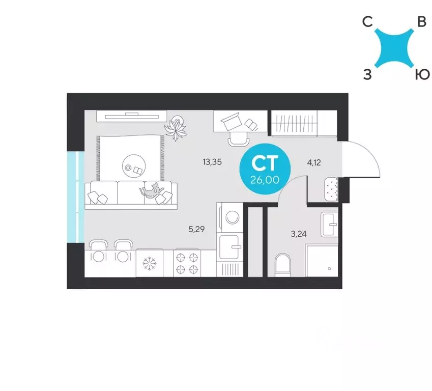 Студия Свердловская область, Екатеринбург Академический мкр, 25-й ... - Фото 1