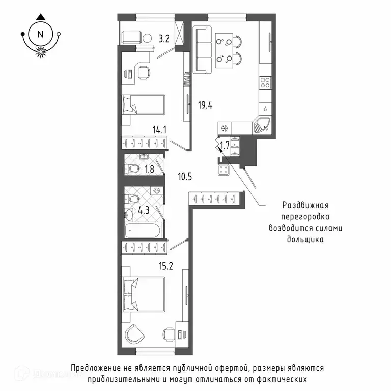Продаётся 2-к квартира, 68.2 м - Фото 1