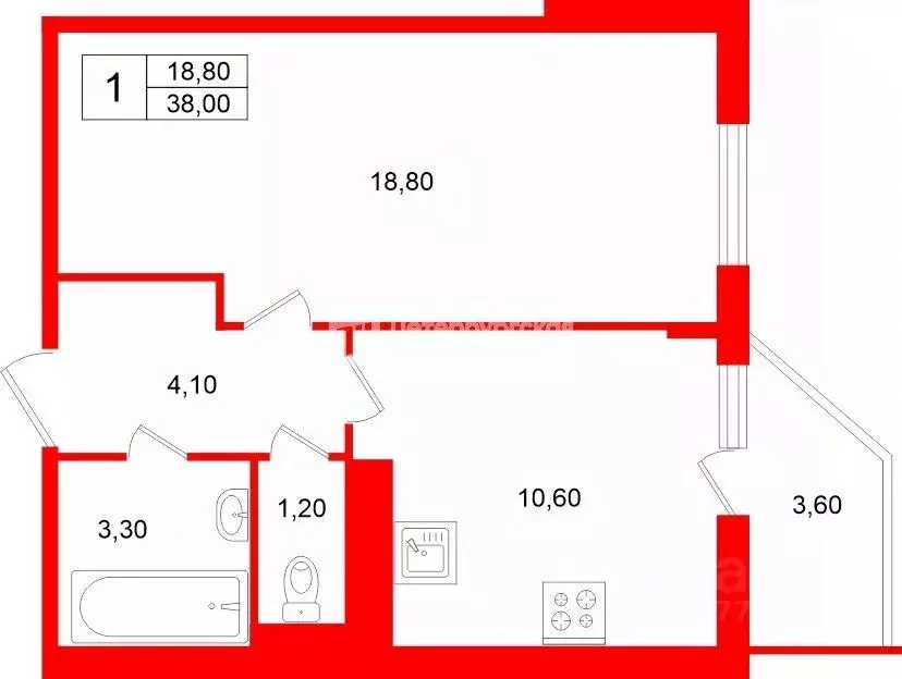 1-к кв. Санкт-Петербург просп. Ветеранов, 171к5 (38.0 м) - Фото 2