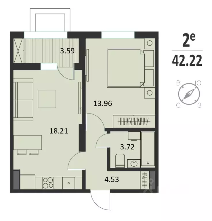 1-к кв. Курская область, Курск Хуторская ул., 33 (42.22 м) - Фото 0