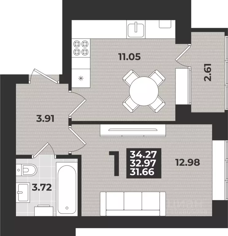 1-к кв. Калининградская область, Калининград ул. Героя России ... - Фото 1