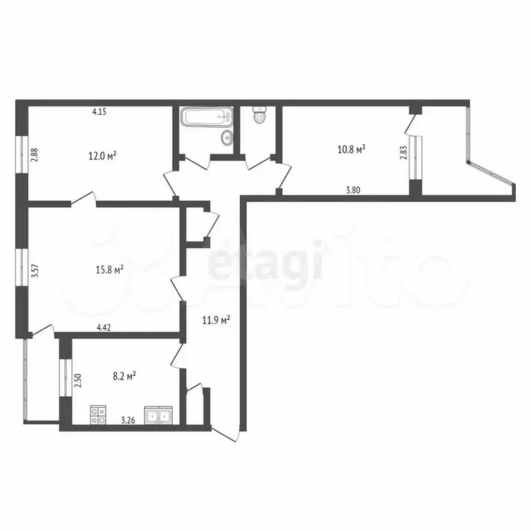 3-к. квартира, 63,5 м, 8/9 эт. - Фото 0