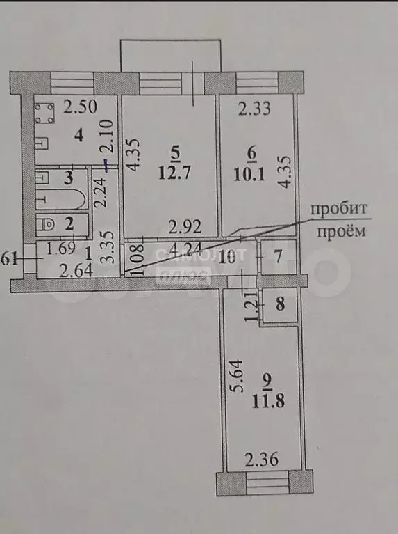 3-к. квартира, 55 м, 5/5 эт. - Фото 0