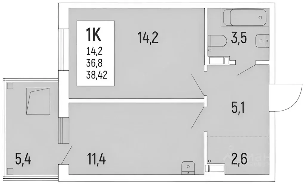 1-к кв. Новосибирская область, Новосибирск ул. Ватутина, 93/3 (40.0 м) - Фото 1