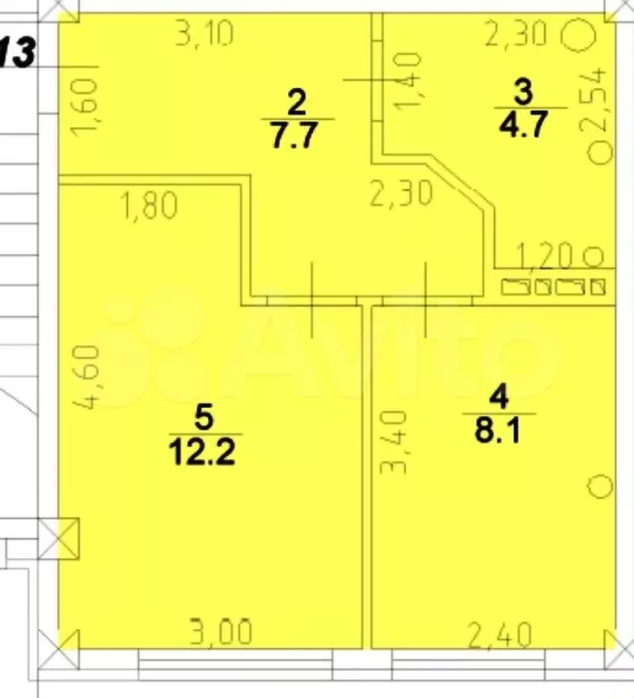 1-к. квартира, 32,7 м, 1/3 эт. - Фото 0