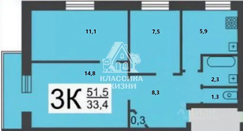 3-к кв. Нижегородская область, Нижний Новгород Медицинская ул., 14Б ... - Фото 2