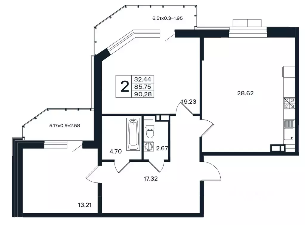 2-к кв. Краснодарский край, Краснодар ул. Шоссе Нефтяников, 26 (90.28 ... - Фото 0