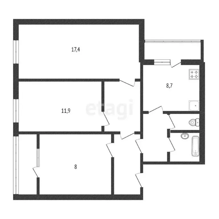 3-комнатная квартира: Белгород, улица Есенина, 44А (63.3 м) - Фото 0