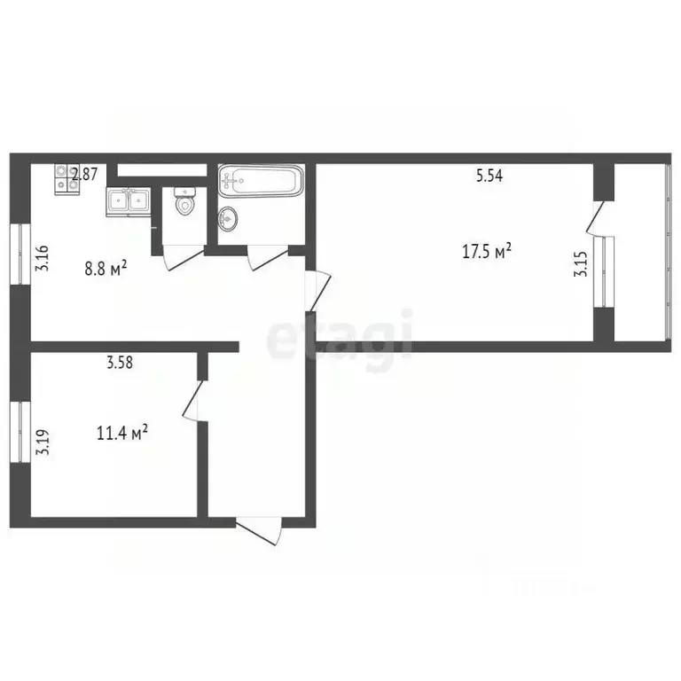 2-к кв. Ямало-Ненецкий АО, Муравленко ул. Ленина, 131 (51.4 м) - Фото 1