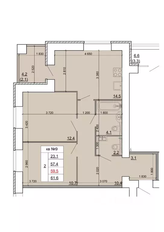2-к кв. Костромская область, Кострома Новый город мкр,  (59.5 м) - Фото 1
