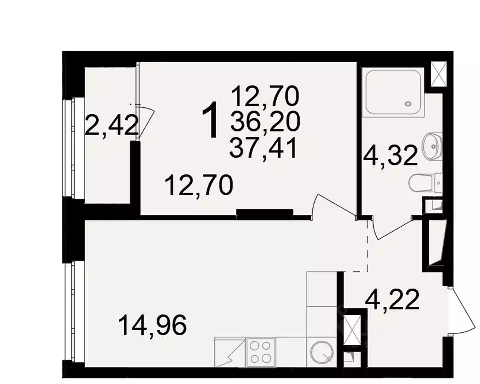 1-к кв. Рязанская область, Рязань ул. Чкалова (36.2 м) - Фото 1