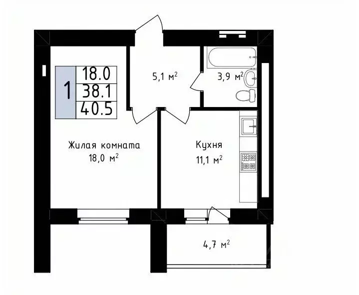 Студия Владимирская область, Владимир Фестивальная ул., 2 (39.5 м) - Фото 1
