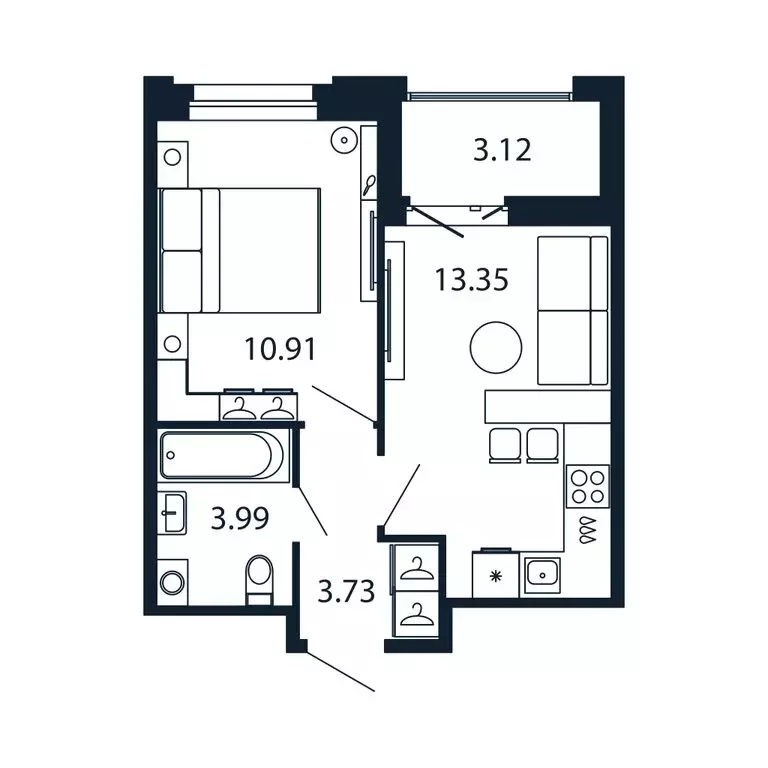 1-комнатная квартира: Новоселье, Центральная улица, 30к1 (31.8 м) - Фото 1