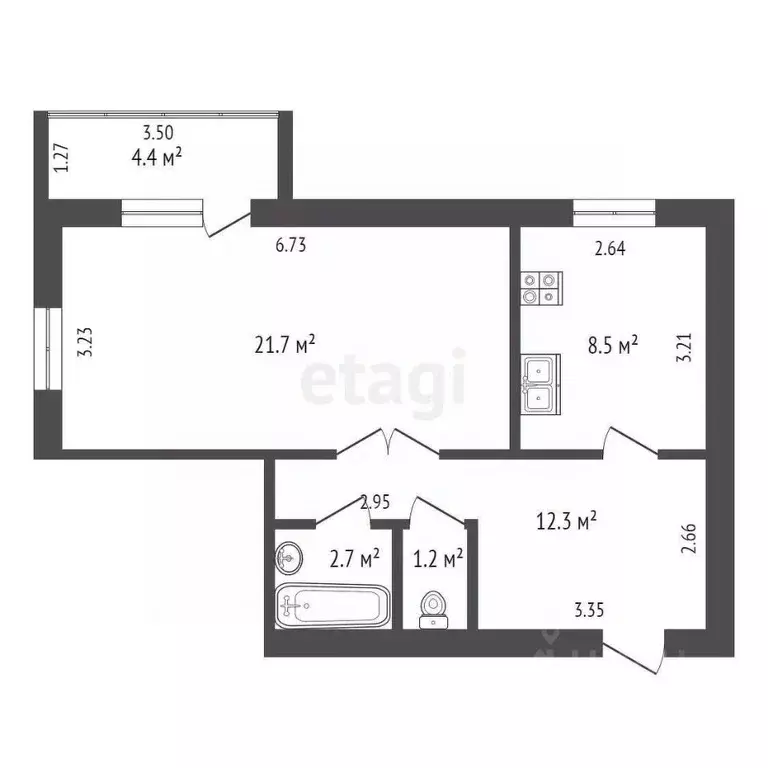 2-к кв. Ханты-Мансийский АО, Нягань ул. Лесников, 11 (52.4 м) - Фото 1