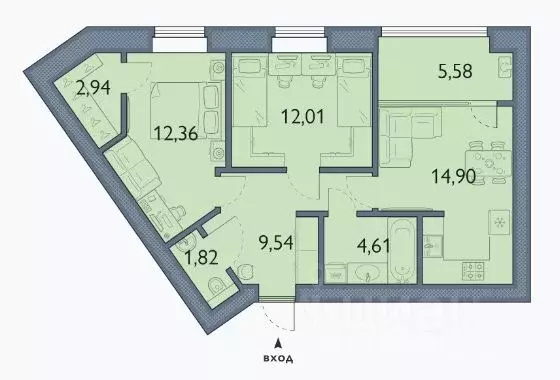 2-к кв. Брянская область, Брянский район, пос. Мичуринский, ... - Фото 1
