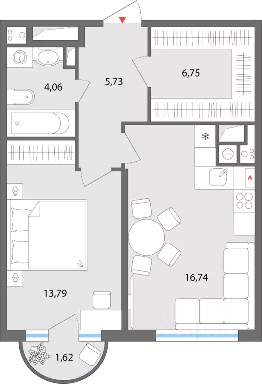2-к кв. Липецкая область, Елец Радиотехническая ул., 11с1 (48.42 м) - Фото 2