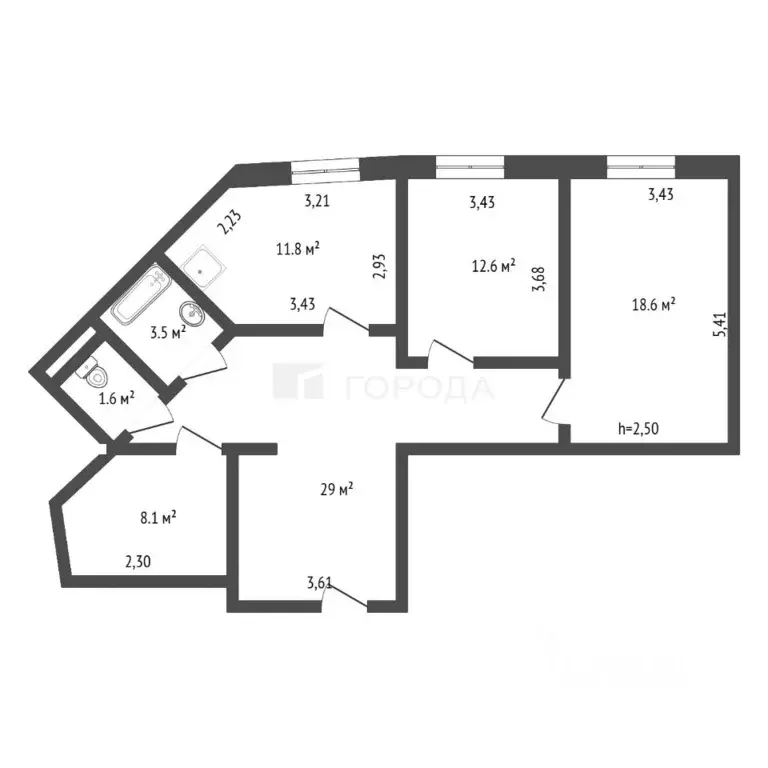 2-к кв. Кемеровская область, Новокузнецк ул. Кирова, 75 (85.2 м) - Фото 2