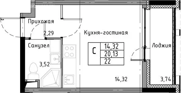 Квартира-студия: Санкт-Петербург, Планерная улица, 89 (22 м) - Фото 0