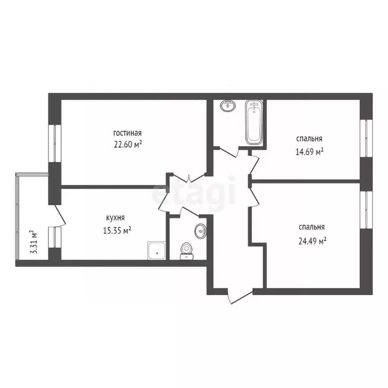 3-к кв. Красноярский край, Красноярск ул. Академгородок, 70 (98.2 м) - Фото 1