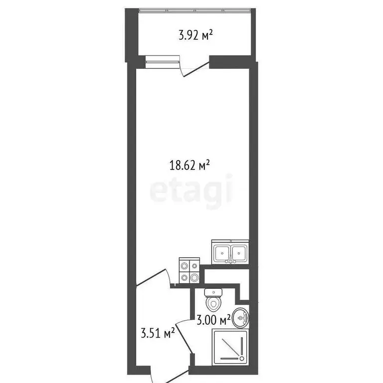 Квартира-студия: Санкт-Петербург, проспект Авиаконструкторов, 69 (27.1 ... - Фото 1