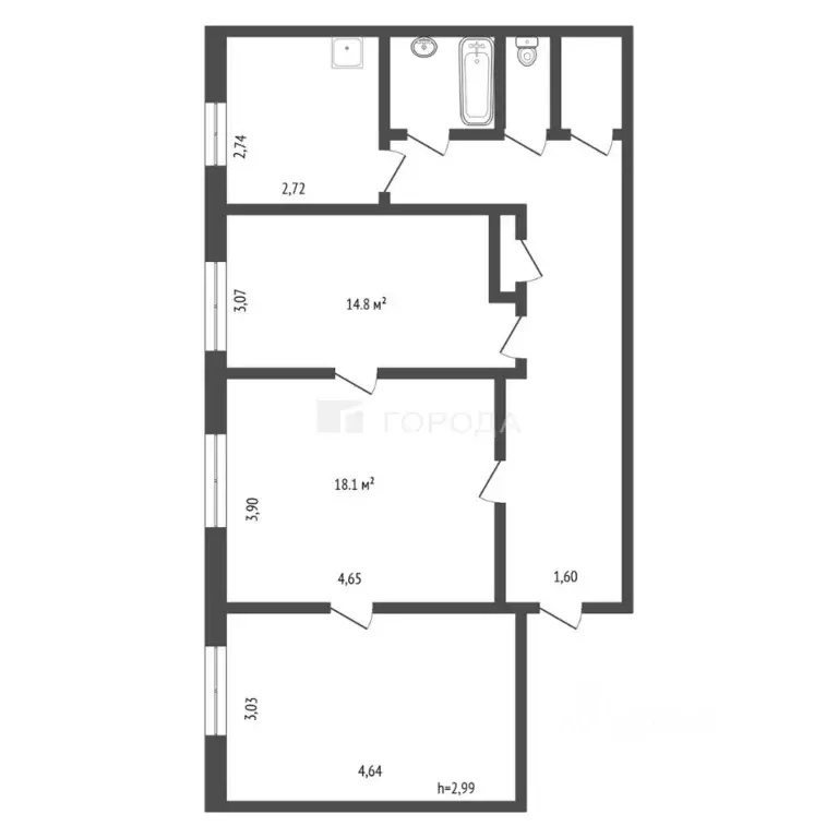 3-к кв. Кемеровская область, Новокузнецк просп. Курако, 6 (74.6 м) - Фото 1