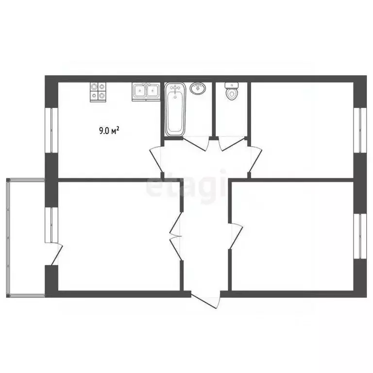 3-к кв. Ярославская область, Рыбинск ул. Алябьева, 30 (58.0 м) - Фото 2