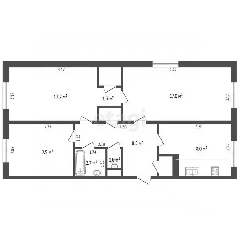 3-к кв. Омская область, Исилькуль Советская ул., 66А (61.9 м) - Фото 2