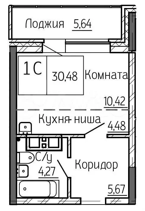 Квартира-студия, 30,5 м, 4/25 эт. - Фото 0