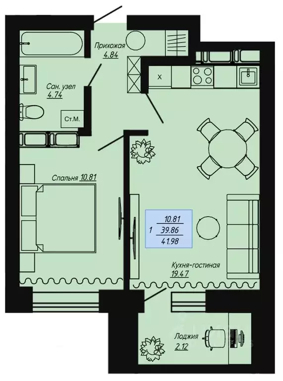 1-к кв. Волгоградская область, Волгоград пос. Ангарский, Клевер жилой ... - Фото 1