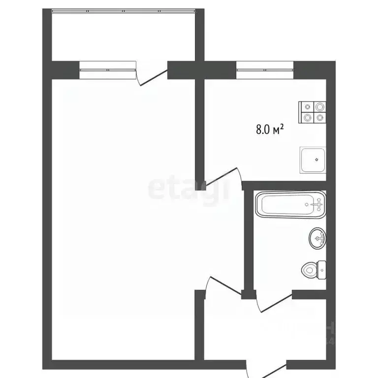 1-к кв. Тюменская область, Тюмень ул. Парфенова, 22 (32.1 м) - Фото 2