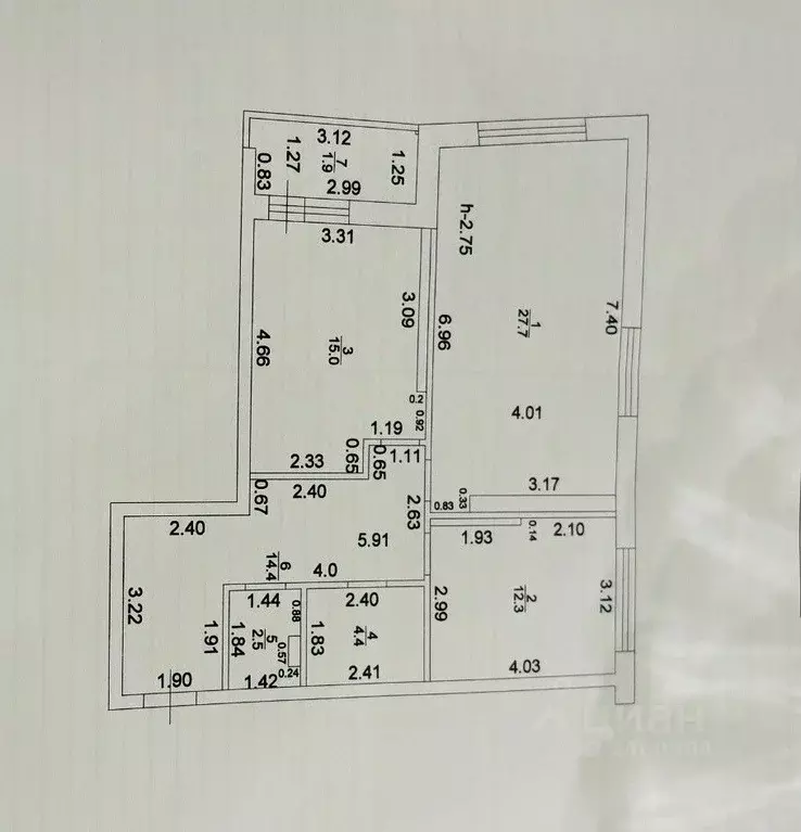 3-к кв. Татарстан, Казань ул. Аметьевская магистраль, 18к2 (76.9 м) - Фото 2