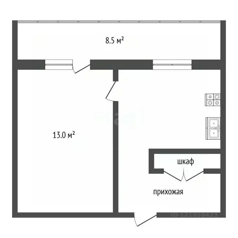 Комната Архангельская область, Котлас ул. Невского, 22 (22.2 м) - Фото 1