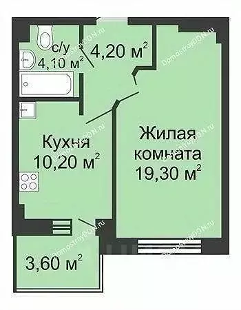 1-к кв. Ростовская область, Ростов-на-Дону Магнитогорская ул., 2 (43.0 ... - Фото 1