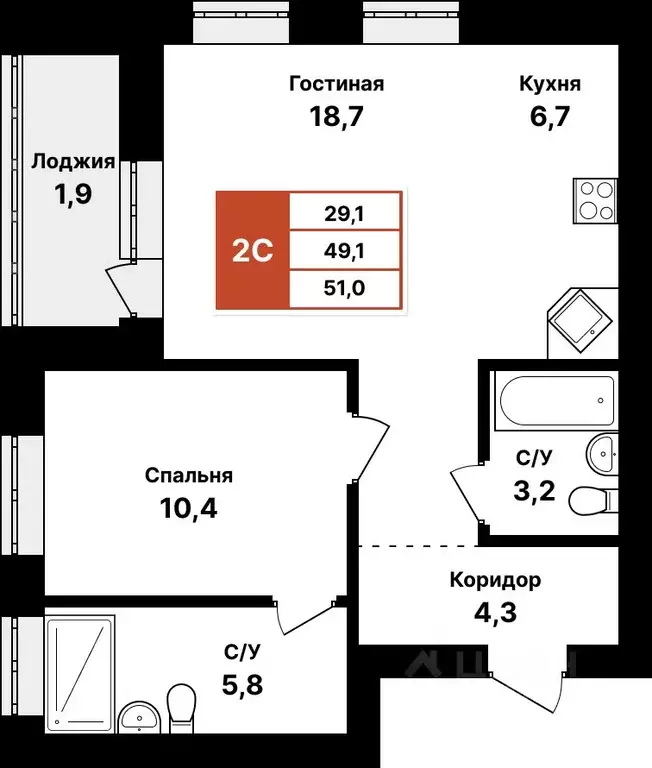 2-к кв. Башкортостан, Уфа Цветы Башкирии жилрайон,  (51.0 м) - Фото 0