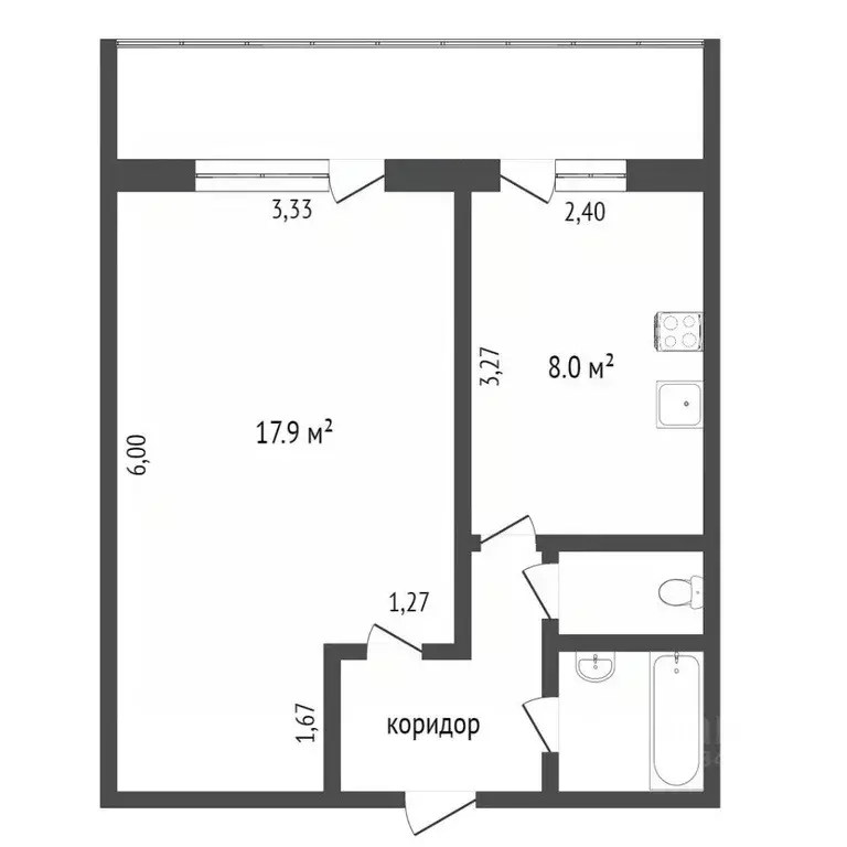 1-к кв. Тюменская область, Тюмень ул. Малыгина, 5 (33.3 м) - Фото 2