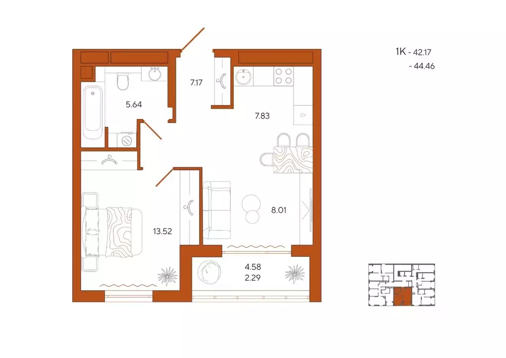 1-к кв. Пензенская область, Пенза Терра жилой комплекс (44.46 м) - Фото 1