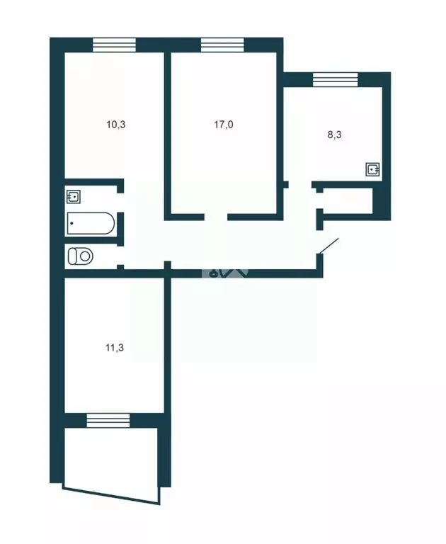 3-к кв. Новосибирская область, Искитим Южный мкр, 25 (63.0 м) - Фото 1