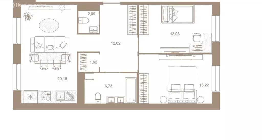 2-комнатная квартира: Санкт-Петербург, набережная реки Карповки, 31к1 ... - Фото 1