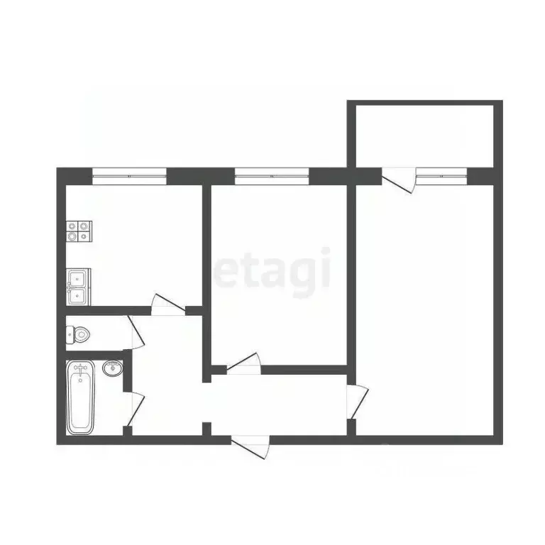 2-к кв. Тюменская область, Тюмень ул. Александра Логунова, 20 (49.3 м) - Фото 2