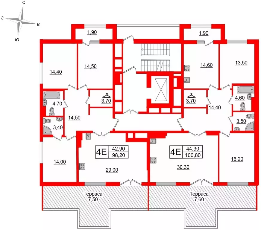 3-к кв. Санкт-Петербург Миргородская ул., 1 (100.8 м) - Фото 1