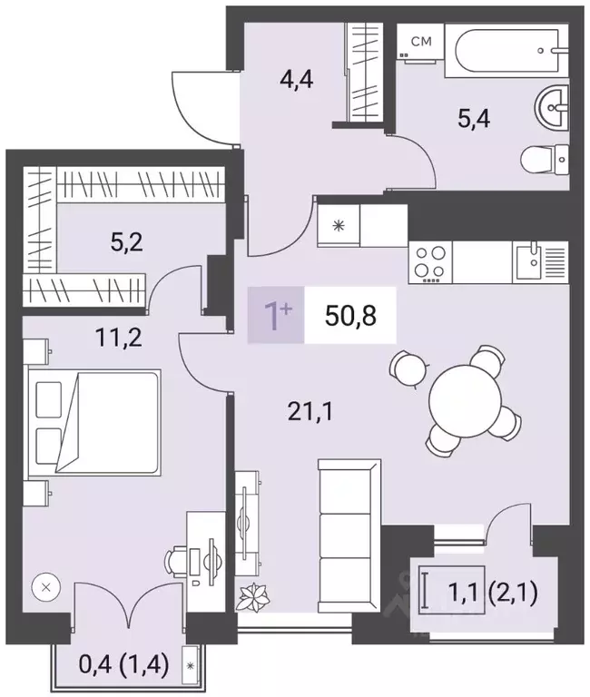 1-к кв. удмуртия, ижевск ул. имени в.с. тарасова, 4 (50.8 м) - Фото 0