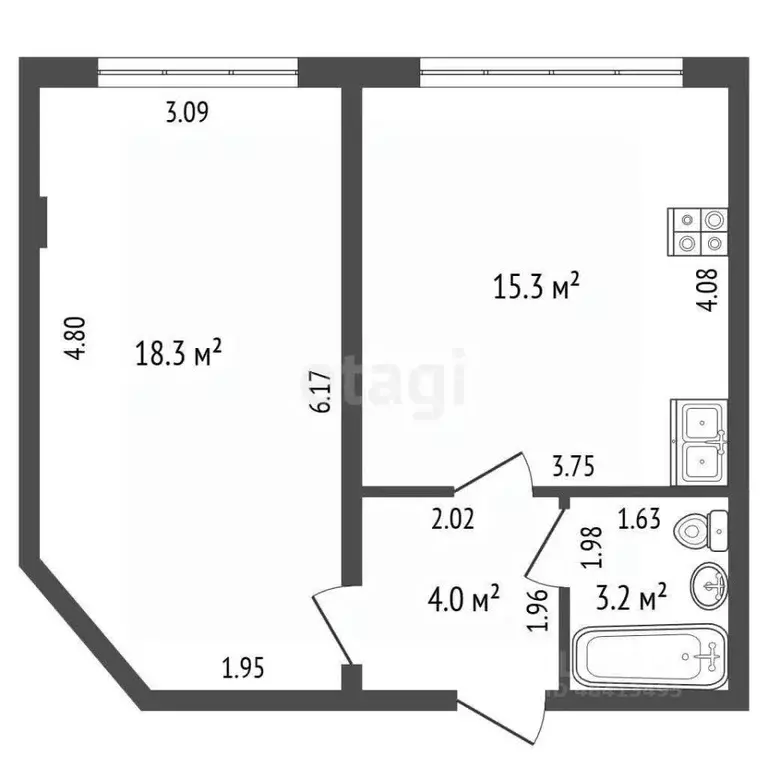 1-к кв. Краснодарский край, Геленджик ул. Шевченко, 3 (40.8 м) - Фото 2