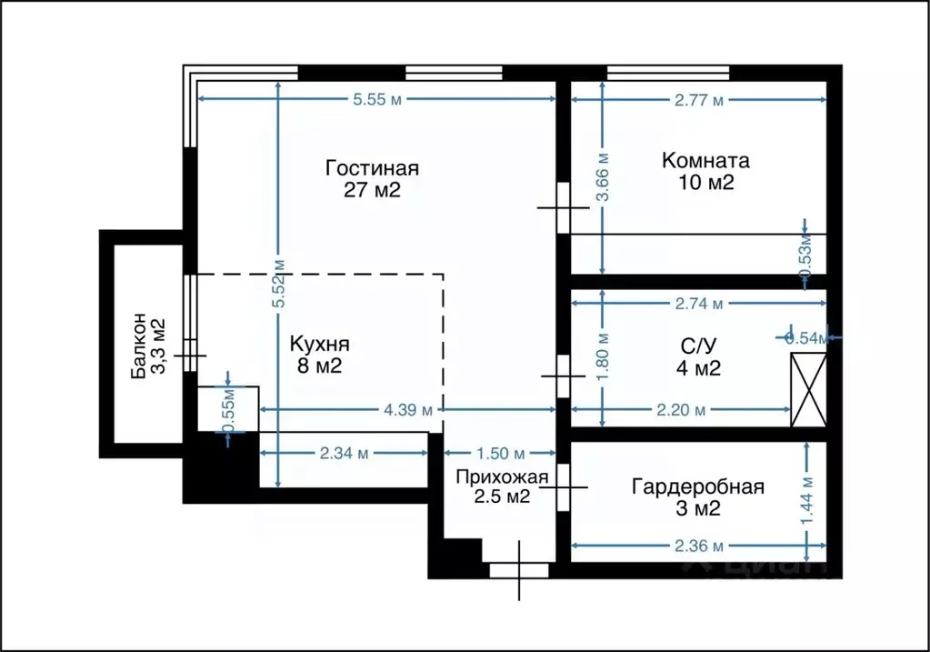 2-к кв. Москва ул. 1-я Ватутинская, 12к2 (49.5 м) - Фото 2