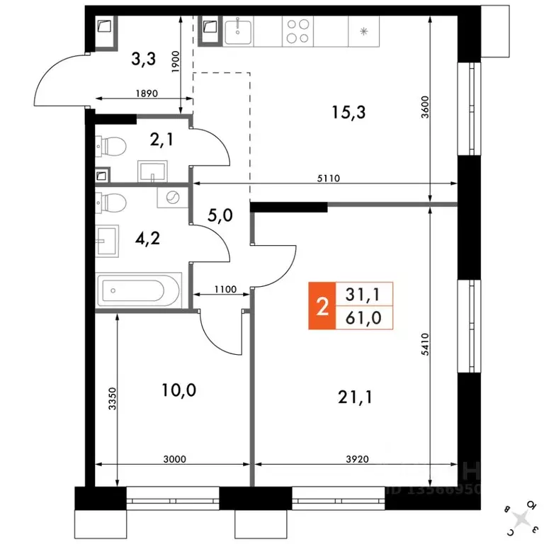 2-к кв. Приморский край, Владивосток Снеговая Падь мкр, ул. Адмирала ... - Фото 1