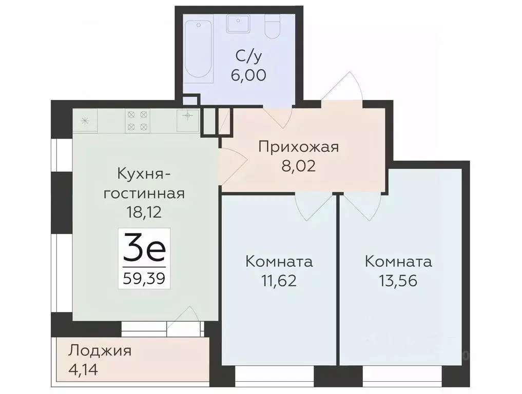 3-к кв. Воронежская область, Воронеж ул. Матросова (59.39 м) - Фото 0