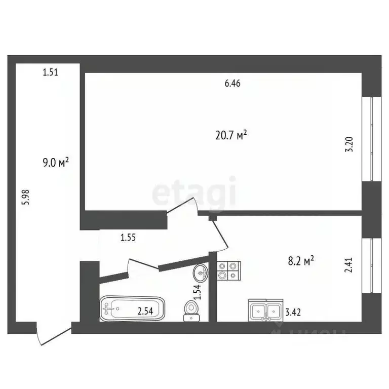 2-к кв. Тюменская область, Тюменский муниципальный округ, с. Каскара ... - Фото 1