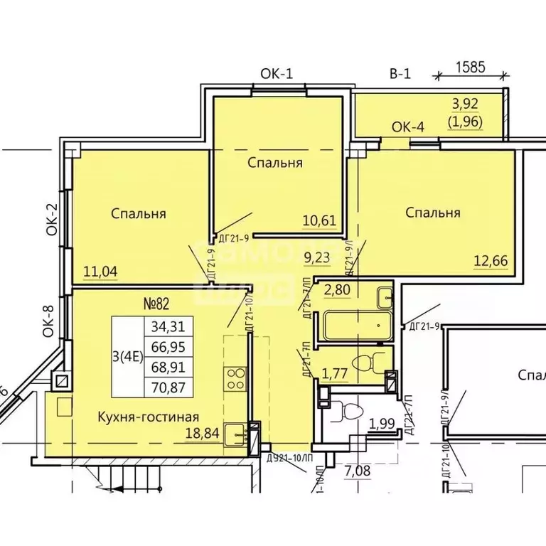 4-к кв. Курская область, Курск Театральная ул., 18 (70.25 м) - Фото 0