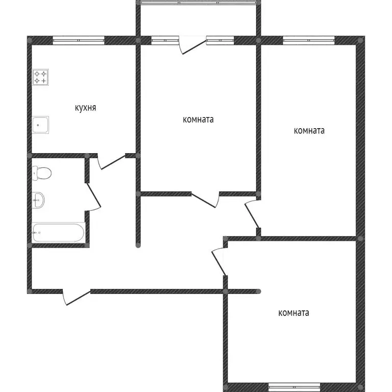 3-комнатная квартира: Златоуст, улица Тургенева, 6 (73.9 м) - Фото 0